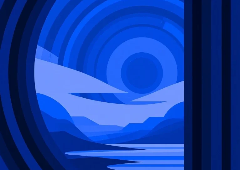 Abstract blue portal artwork for the tokenisation spectrum